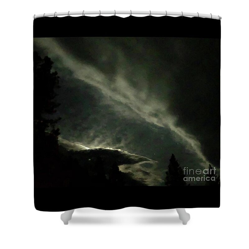 Clouds/photography/night/moon/stars/heavens/clouds/winter/ Shower Curtain featuring the photograph The Night Moves by Jennifer Lake