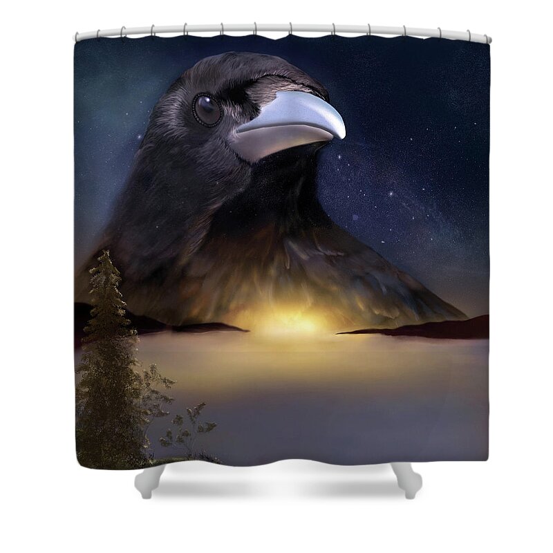 Crow Shower Curtain featuring the digital art The Night Watch by Sand And Chi