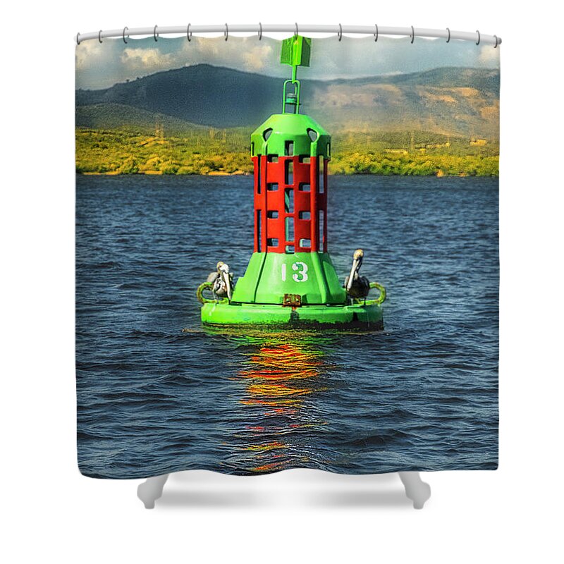 Buoy Shower Curtain featuring the photograph The Number 13 by Micah Offman