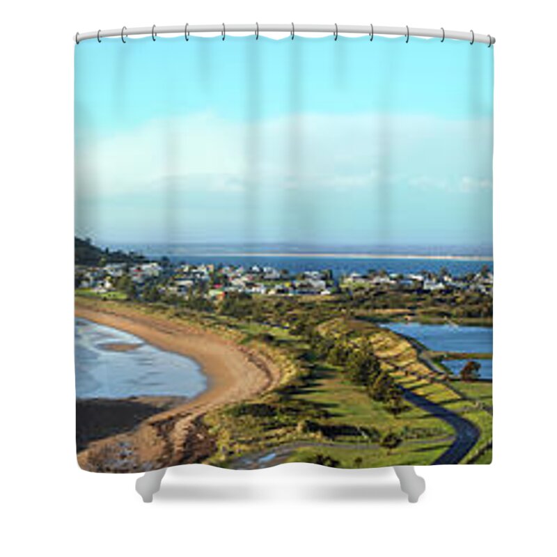 The Nut Stanley North West Tasmania Australia Pano Panorama Shower Curtain featuring the photograph The Nut by Bill Robinson