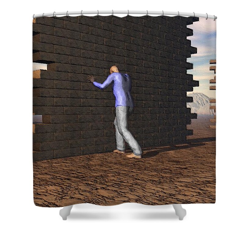 Obstacles Shower Curtain featuring the digital art The Obstacles We Create by John Alexander