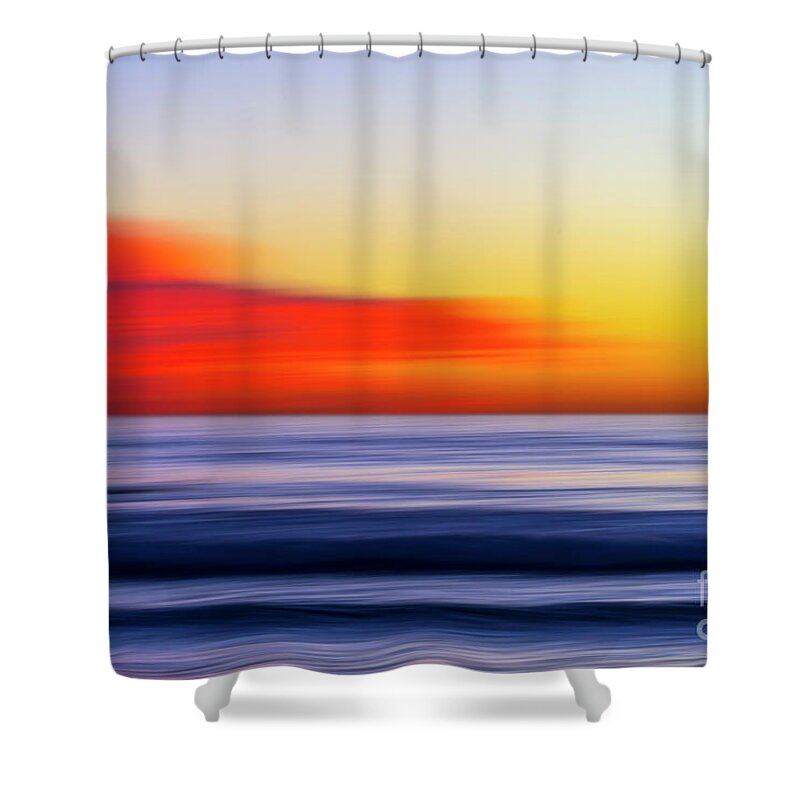 Abstract Shower Curtain featuring the photograph The Ocean in Motion at Sunset by Rich Cruse