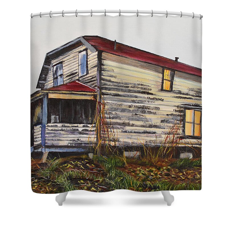 Manigotagan Shower Curtain featuring the painting The Old Quesnel Homestead by Marilyn McNish