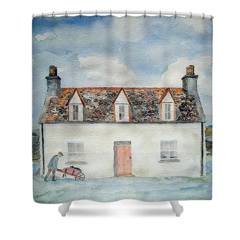 Watercolor Shower Curtain featuring the painting The Olde Sod by John Klobucher