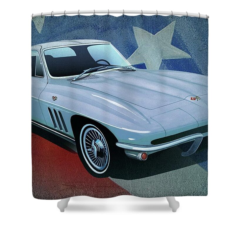 Art Shower Curtain featuring the mixed media The Original Stingray 1963 by Simon Read