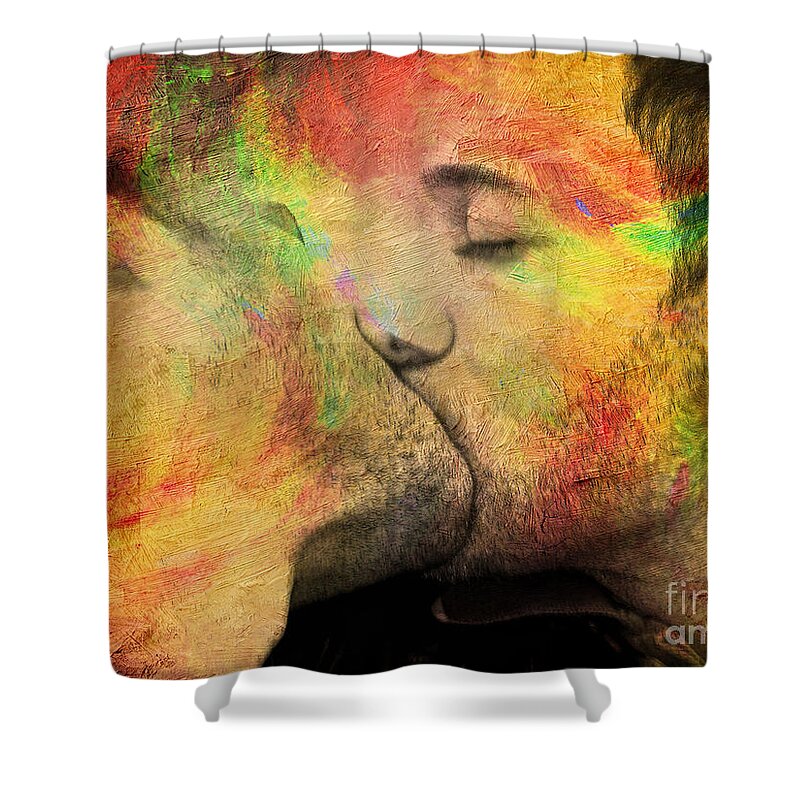 Kiss Shower Curtain featuring the painting The passion of one kiss by Mark Ashkenazi