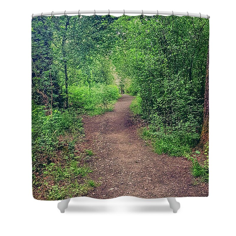 Hopwood Hall Shower Curtain featuring the photograph The path less walked Hopwood Nature Reserve UK by Pics By Tony