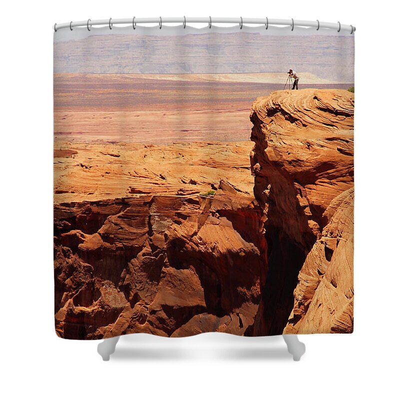 The Photographer Shower Curtain featuring the photograph The Photographer by Mike McGlothlen