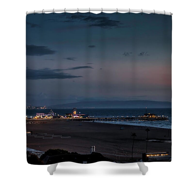  Santa Monica Pier At Night Shower Curtain featuring the photograph The Pier After Dark - 2 by Gene Parks