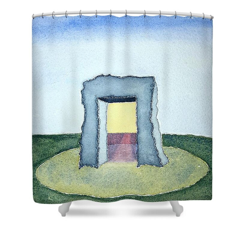 Watercolor Shower Curtain featuring the painting The Portal by John Klobucher