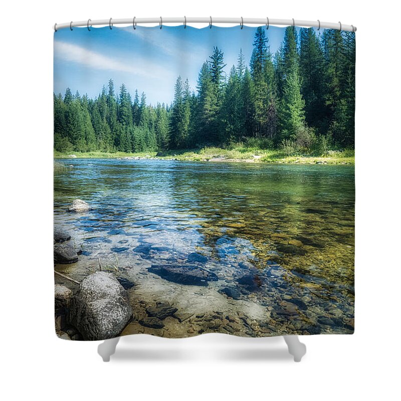 Priest River Shower Curtain featuring the photograph The Priest River by Dan Eskelson