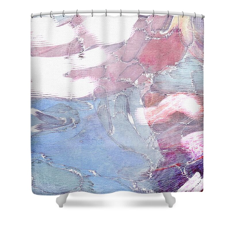 Abstract Shower Curtain featuring the painting The Puzzle Sky Blue Expressive Abstract by Itsonlythemoon