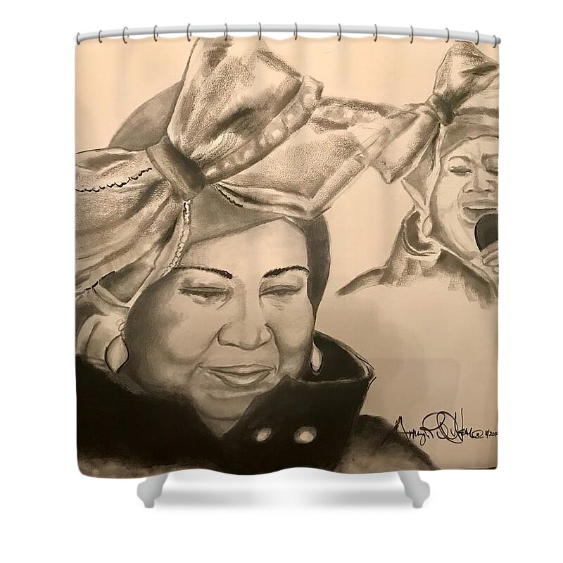  Shower Curtain featuring the drawing The Queen by Angie ONeal