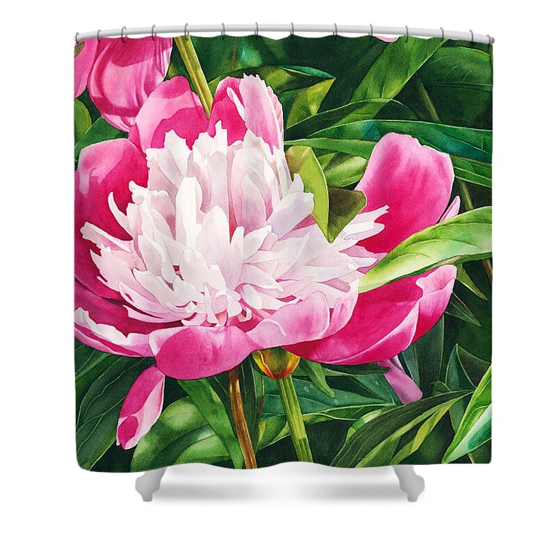 Peony Shower Curtain featuring the painting The Queen of the Garden by Espero Art