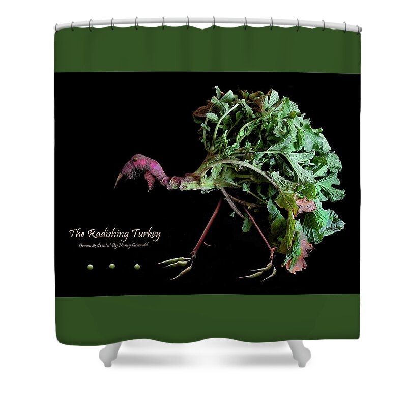 Vegetables Shower Curtain featuring the photograph The Radishing Turkey by Nancy Griswold