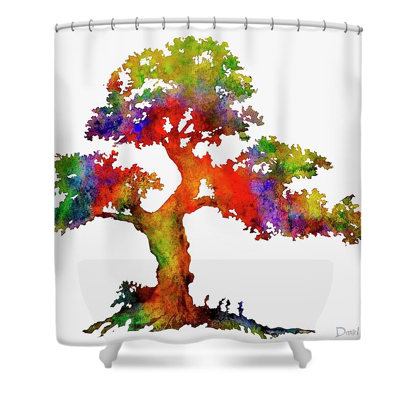 Tree Shower Curtain featuring the painting The Rainbow Tree Revisted by Daniel Adams
