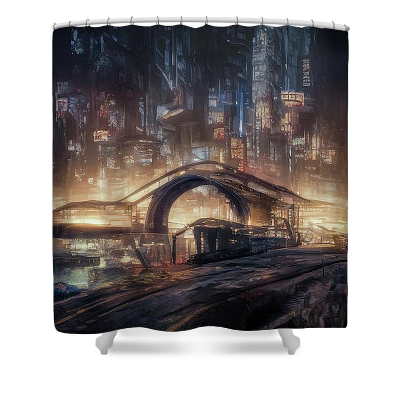 Ai Shower Curtain featuring the digital art The River Canal Road by Micah Offman