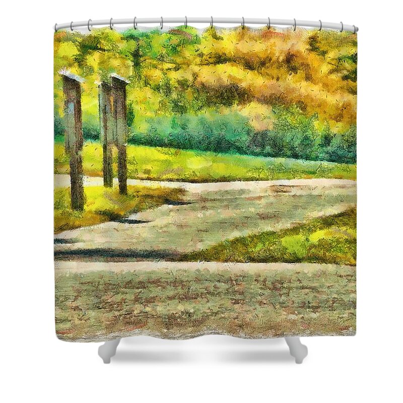 Road Shower Curtain featuring the mixed media The Road by Christopher Reed