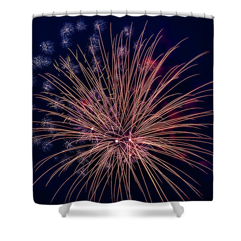 Fireworks Shower Curtain featuring the photograph The Rockets Red Glare by Skip Tribby