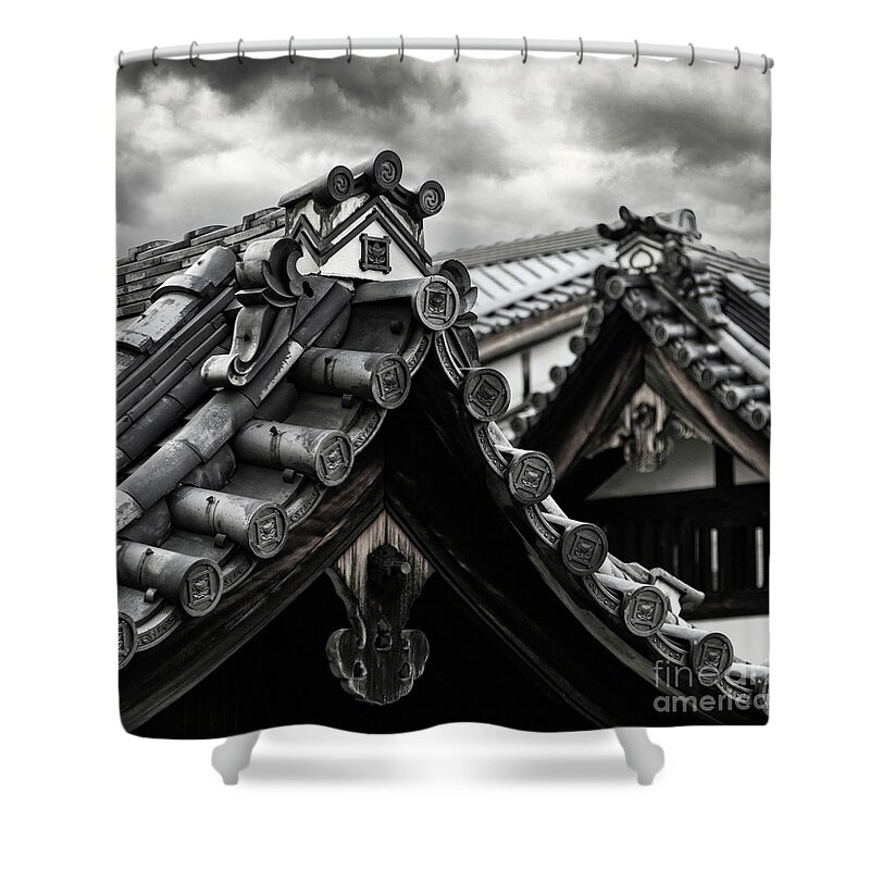 Gion Shower Curtain featuring the photograph The rooftops of historic Gion, Kyoto, Japan by Jane Rix