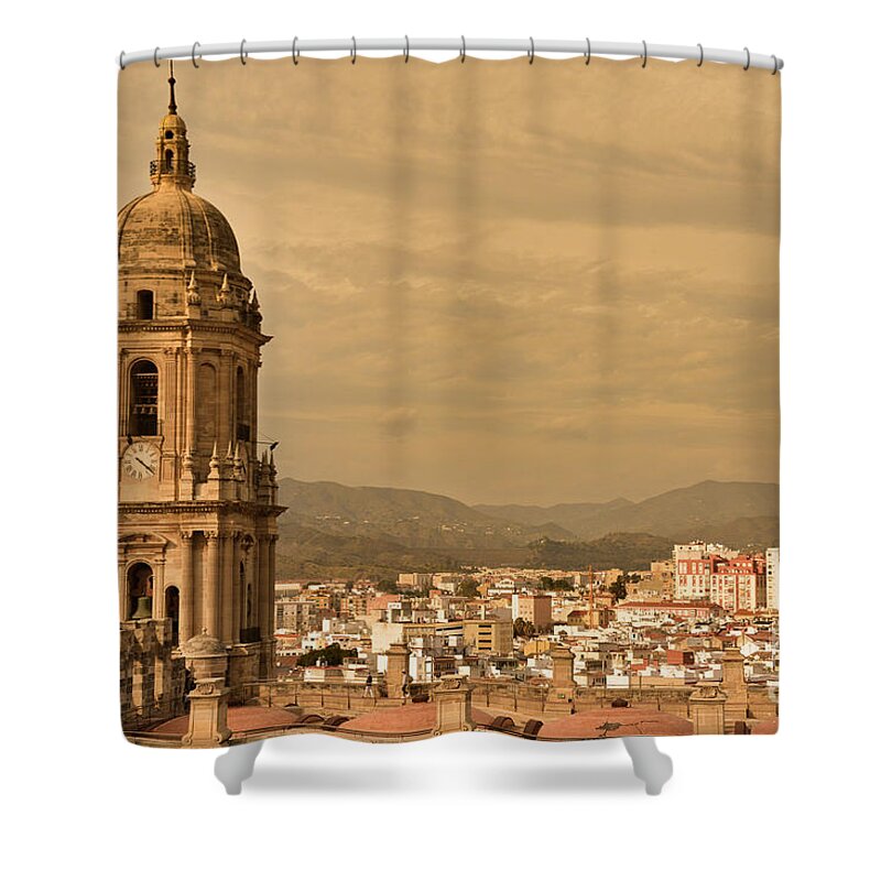 Malaga Shower Curtain featuring the photograph The rooftops of Malaga 2 by Yavor Mihaylov