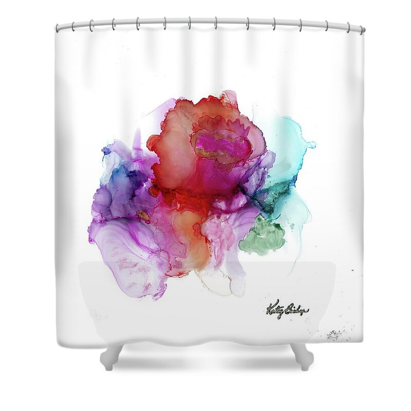 Rose Shower Curtain featuring the painting The Rose At The End Of The Day by Katy Bishop