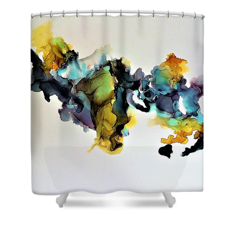 Flow Shower Curtain featuring the painting The Runaway by Angela Marinari