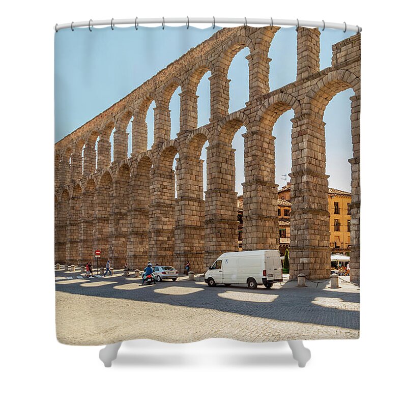 Spain Shower Curtain featuring the photograph The Segovia Aqueduct by W Chris Fooshee