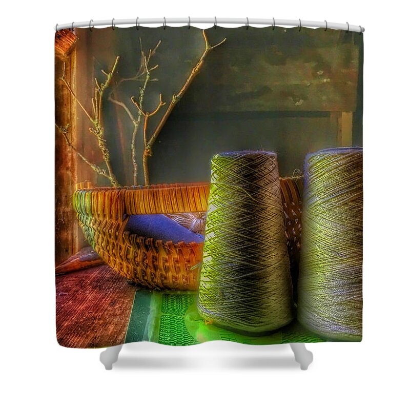 Photo Shower Curtain featuring the photograph The Sewing Basket by Anthony M Davis