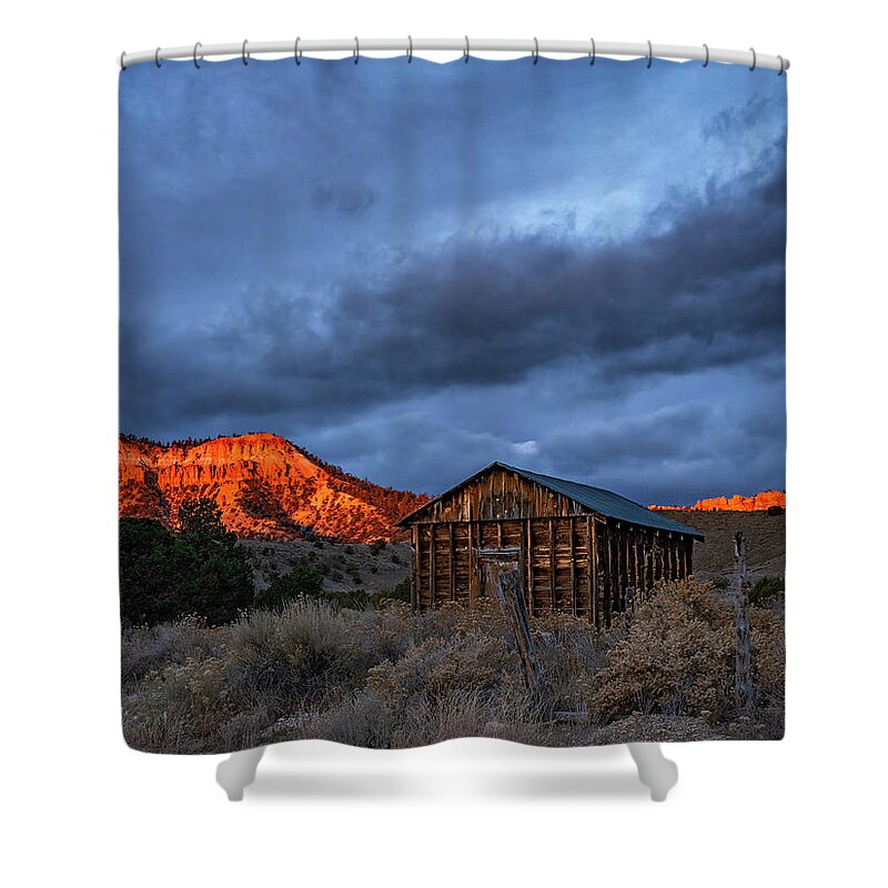 Art Shower Curtain featuring the photograph The Shed by Edgars Erglis