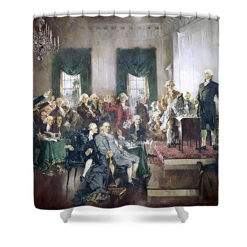 Congress Shower Curtain featuring the painting The Signing of the Constitution of the United States in 1787 by Howard Chandler Christy