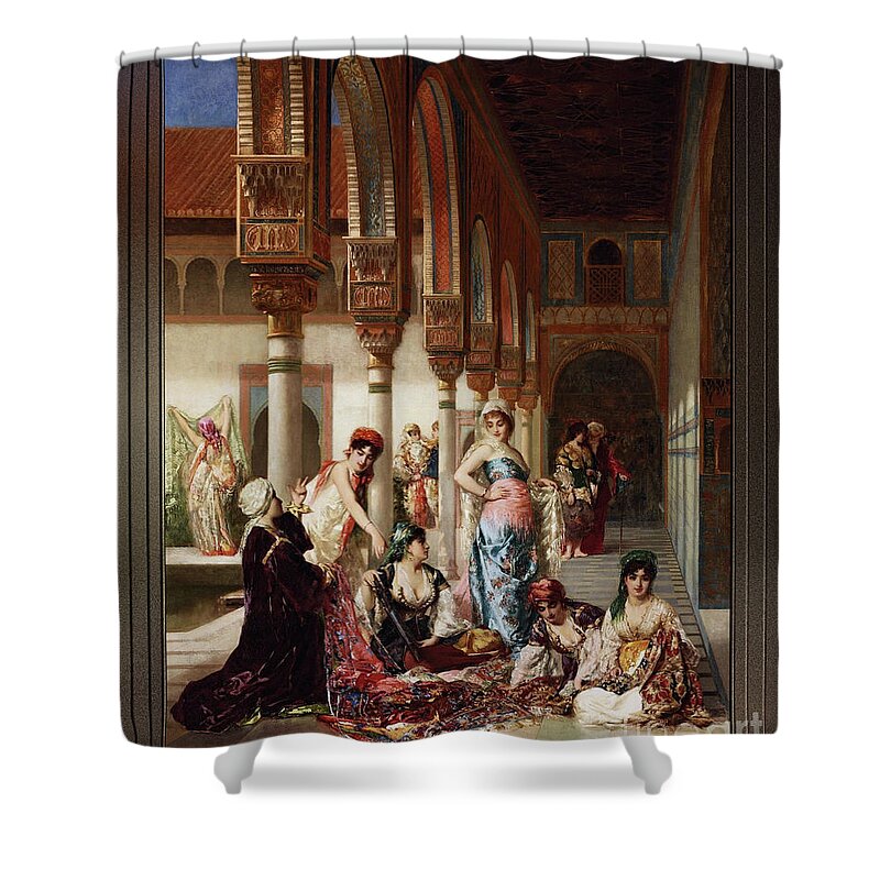 Silk Market Shower Curtain featuring the painting The Silk Market by Edouard Frederic Wilhelm Richter by Rolando Burbon
