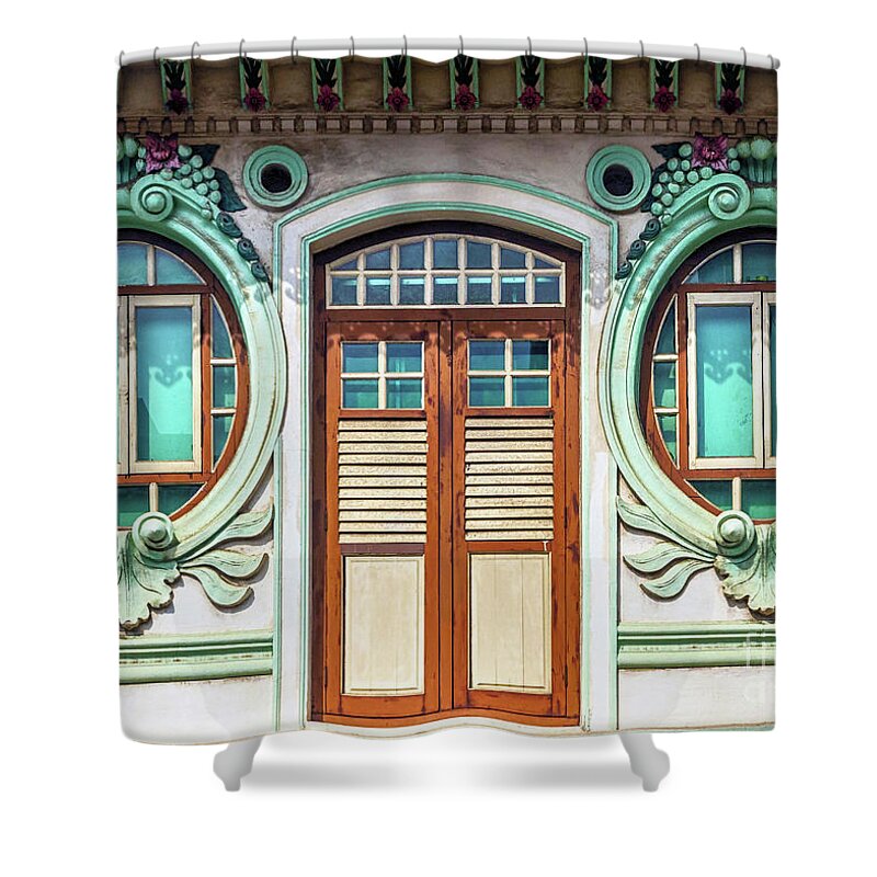 Singapore Shower Curtain featuring the photograph The Singapore Shophouse 31 by John Seaton Callahan
