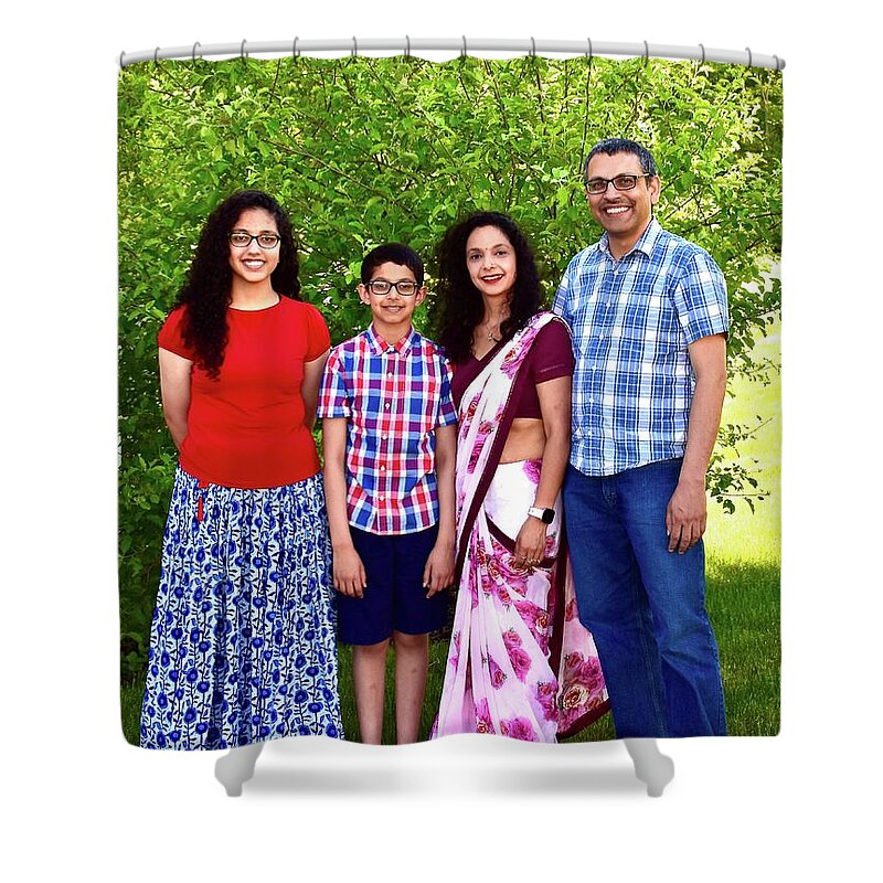 Portrait Shower Curtain featuring the photograph The Sirsiwal Family by Monika Salvan