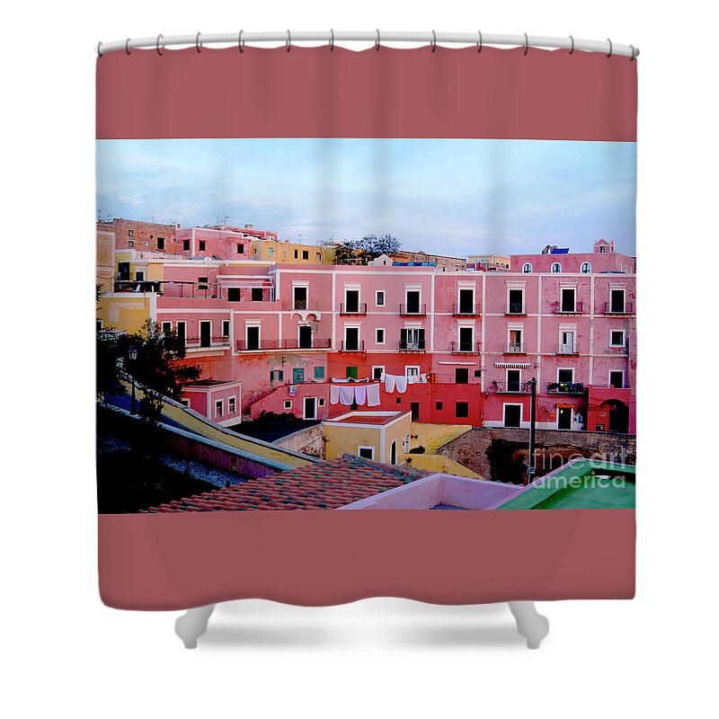 Ventotene Island Shower Curtain featuring the photograph The sleepy town on the island of Ventotene, Italy. by Gunther Allen