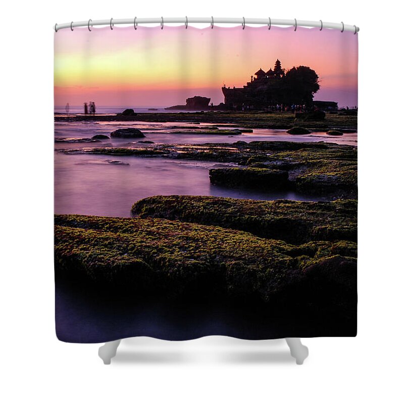 Tanah Lot Shower Curtain featuring the photograph The Temple By The Sea - Tanah Lot Sunset, Bali by Earth And Spirit