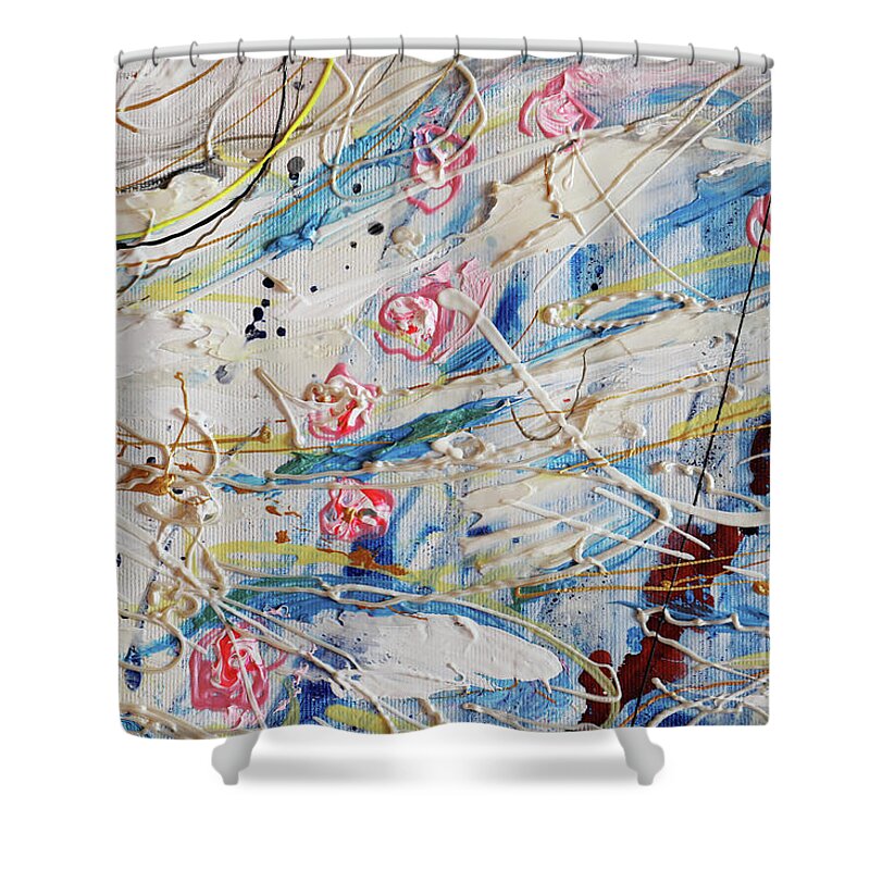 Art Of Israel Shower Curtain featuring the painting The Splash Of Life #31. Fragment 4 by Elena Kotliarker
