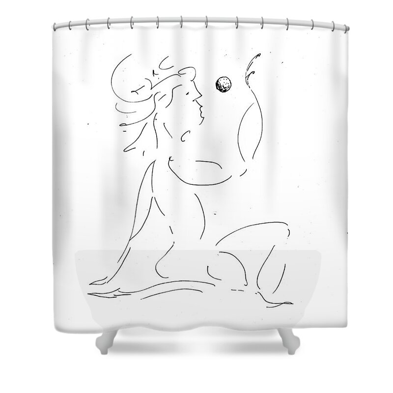 Drawing Shower Curtain featuring the drawing The Stone by Raymond Fernandez