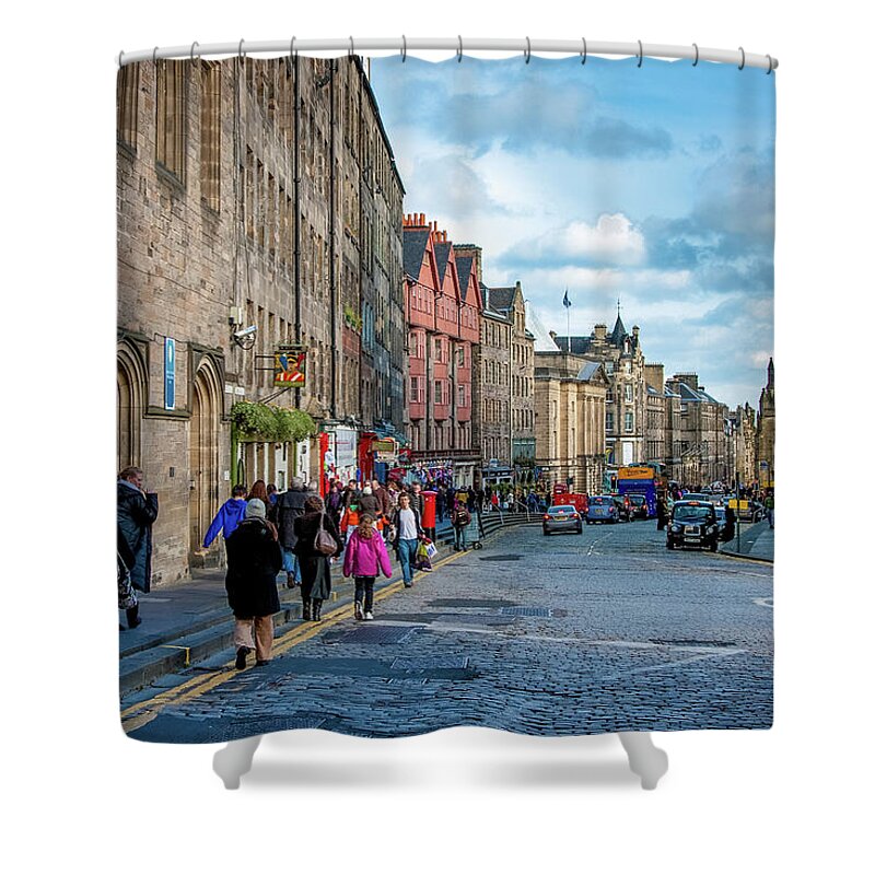 Edinburgh Shower Curtain featuring the digital art The Streets of Edinburgh by SnapHappy Photos
