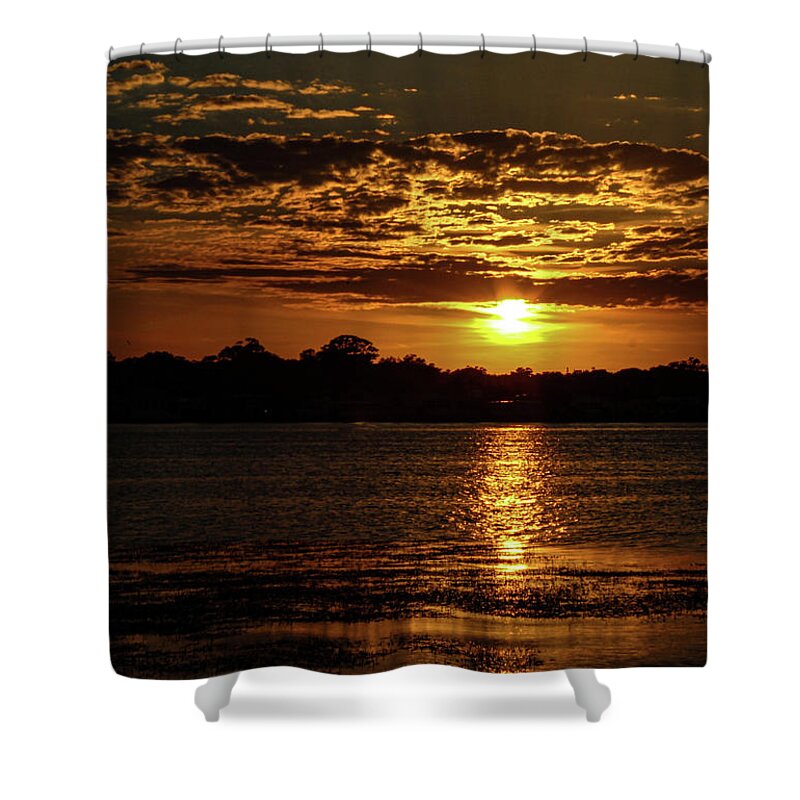 Sunset Shower Curtain featuring the photograph The Sunset over the Lake by Daniel Cornell