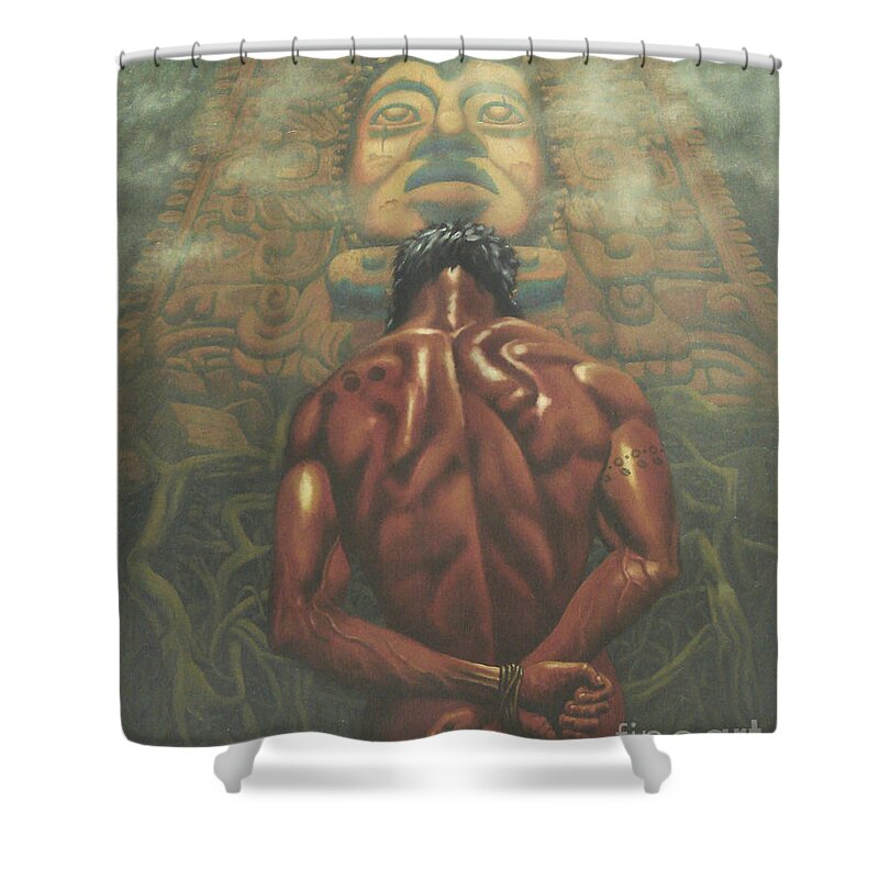 Maya Shower Curtain featuring the painting The Supplicant by Ken Kvamme