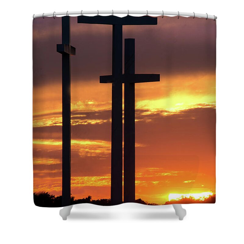 Crosses Shower Curtain featuring the photograph The Three Crosses - Cross Church by William Rainey