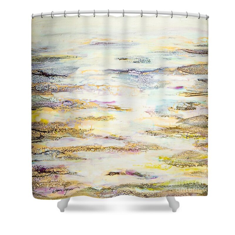 Abstract Shower Curtain featuring the digital art The Tidelands II - Colorful Abstract Contemporary Acrylic Painting by Sambel Pedes