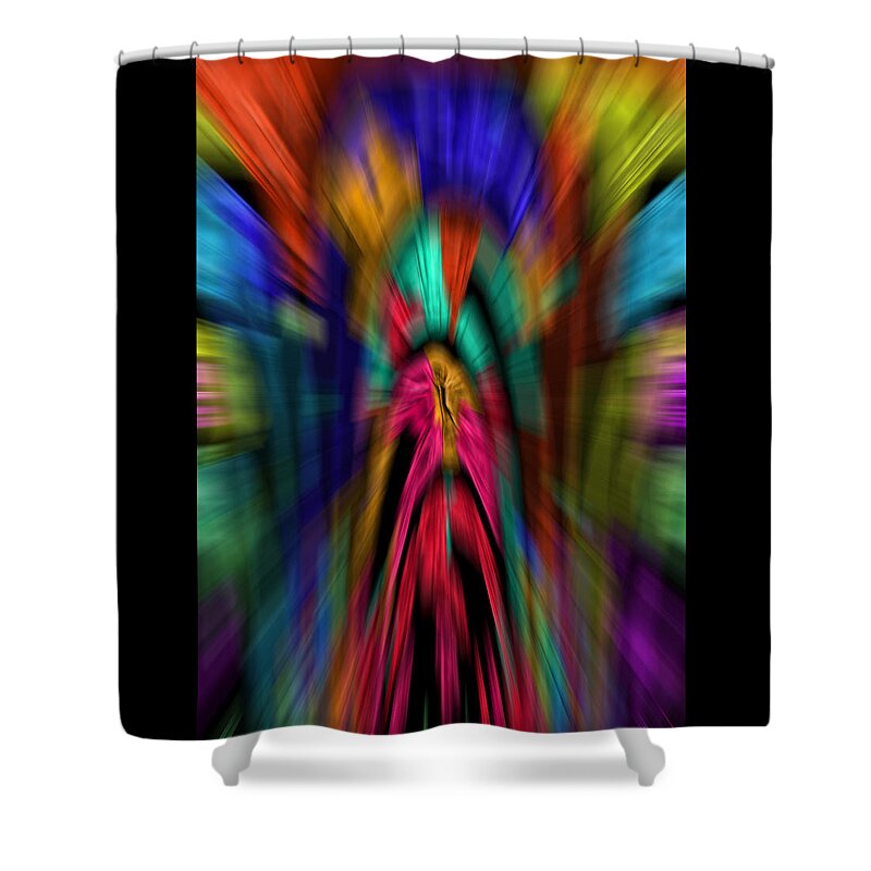 Abstract Shower Curtain featuring the digital art The Time Tunnel in Living Color - Abstract by Ronald Mills