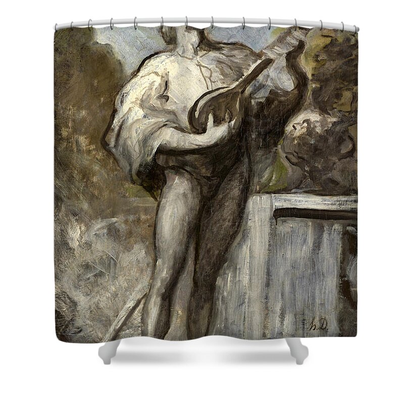 Honore Daumier Shower Curtain featuring the painting The Troubadour by Honore Daumier