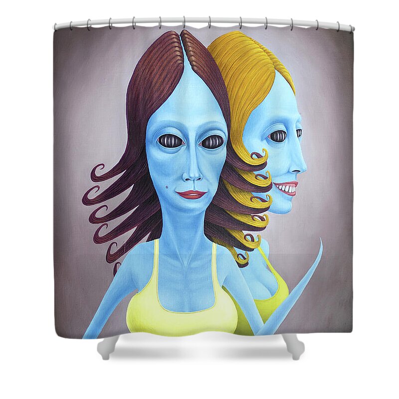 Twins Shower Curtain featuring the painting The Twins - Wilma and Willow by Hone Williams