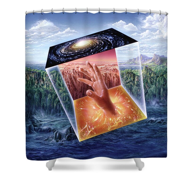 Science Fiction Shower Curtain featuring the painting The Universe Between by Don Dixon