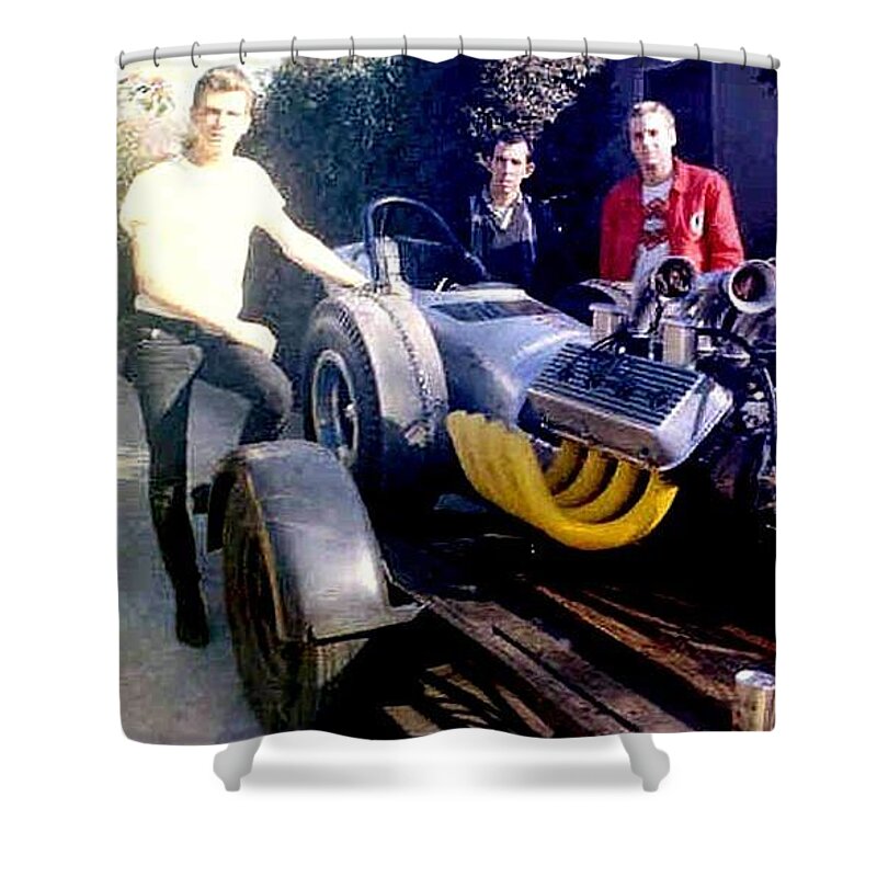 Nhra Kenny Youngblood Dragster Shower Curtain featuring the painting The Vagrant by Kenny Youngblood