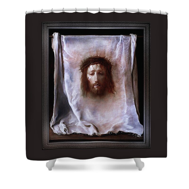 Veil Veronica Shower Curtain featuring the painting The Veil of Veronica by Domenico Fetti by Rolando Burbon