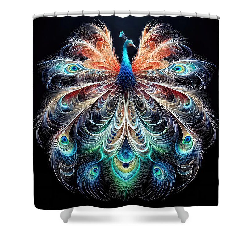 Peacock Shower Curtain featuring the photograph The Vibrant Splendor by Bill and Linda Tiepelman